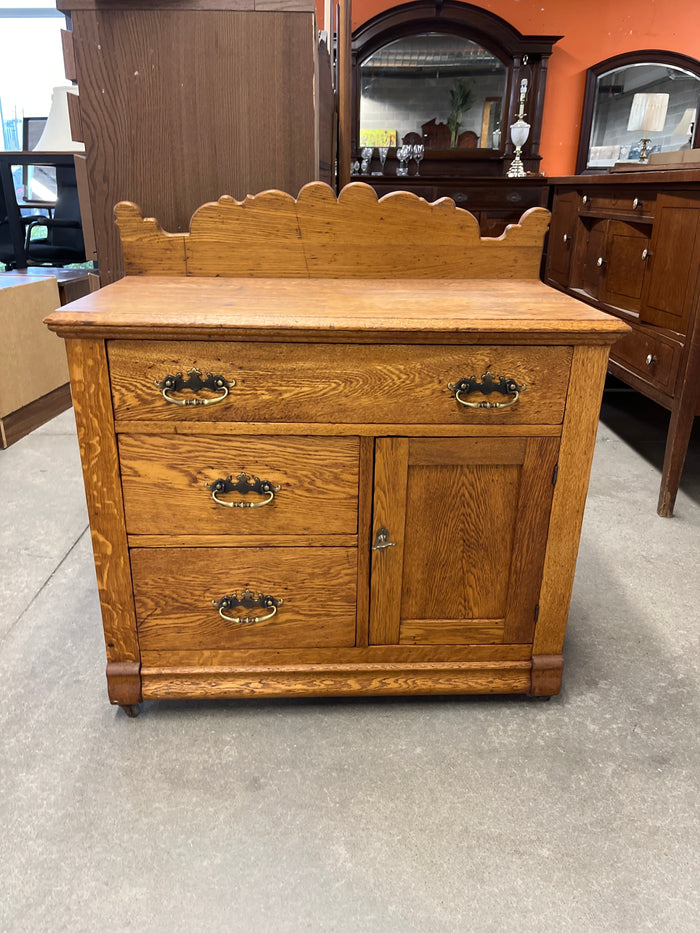 34"W Antique Solid Wood Sideboard