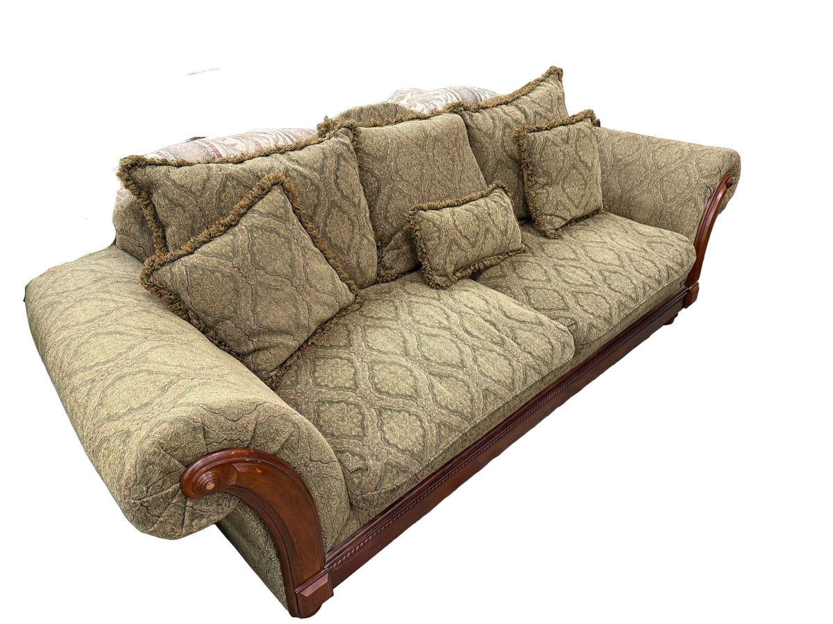 Traditional Dark Tan Floral Sofa