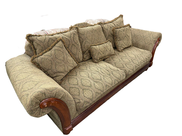 Traditional Dark Tan Floral Sofa