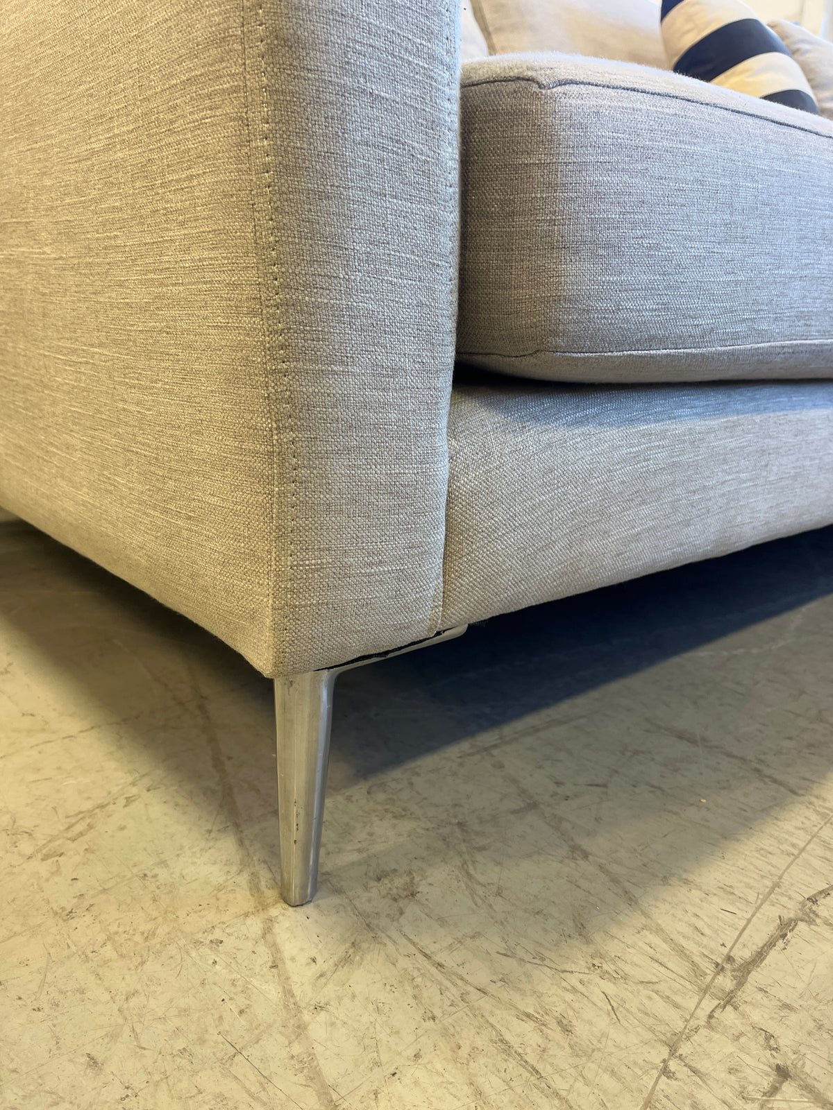 3-Seater Light Grey Thick Upholstered Fabric Sofa