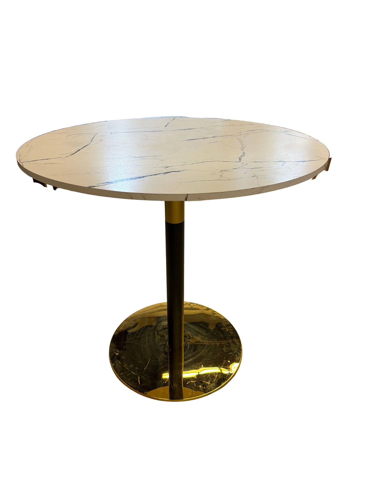 Bistro Gold Base Faux Marble Top Round Table