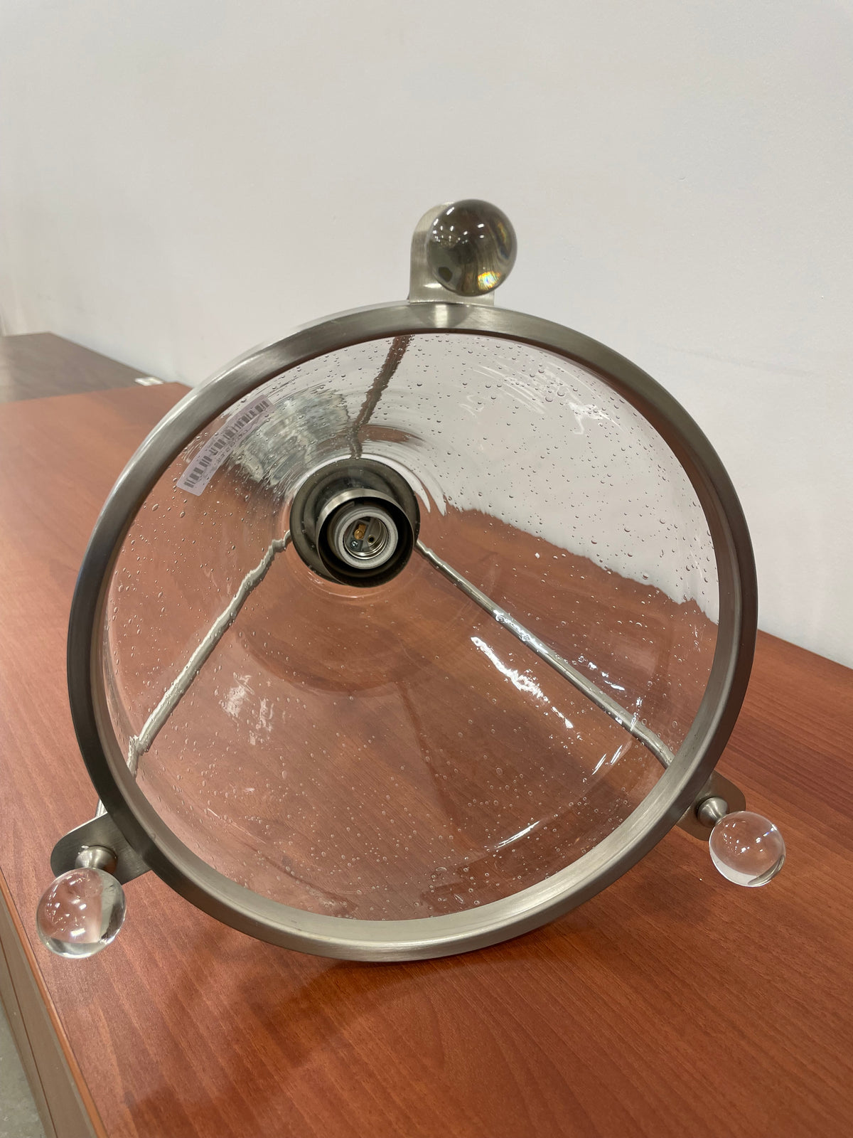 Conical Bubble Glass Pendant in Brushed Nickel