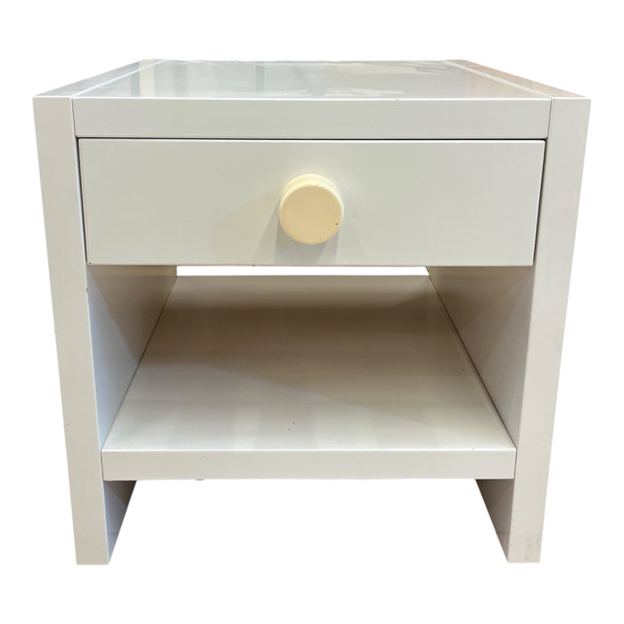 Modern White 1-Drawer Nightstand w/ Open Shelf