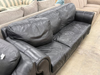 Black 3-Seater Leather Sofa