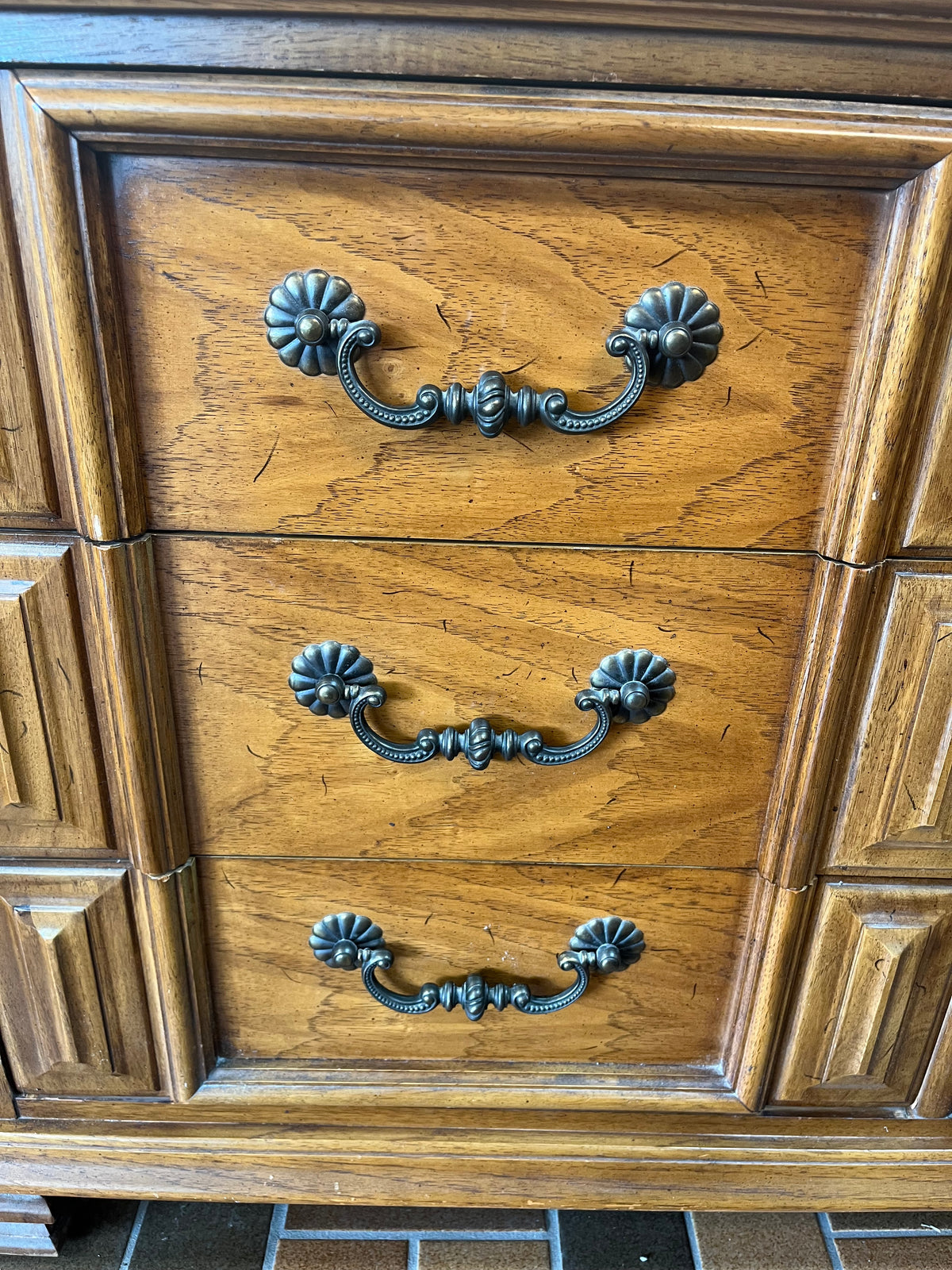 Solid Wood Sideboard With Ornate Carved Doors