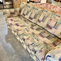 88-Inch Wide Green Patterned Sofa