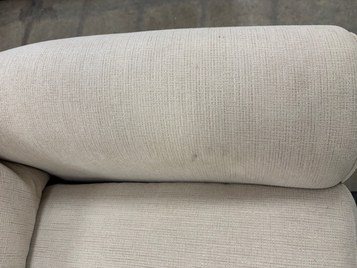 Cream Plush Loveseat with Throw Pillows