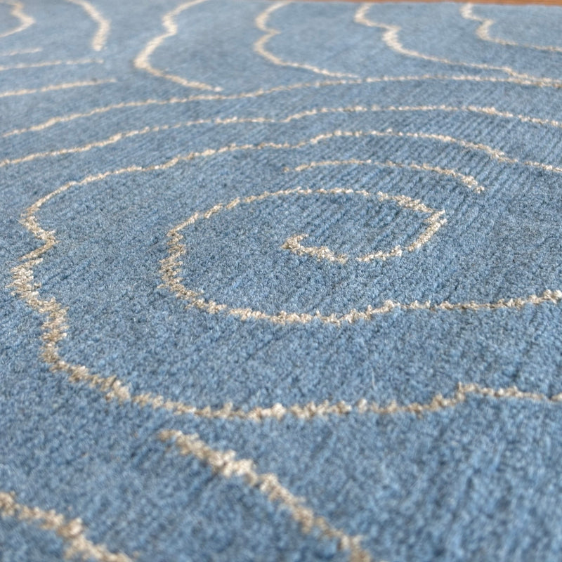 3x5-ft Tingpa Nickel Blue Rug, Wool and Silk, 2-0060554