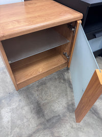 Wooden Nightstand with Glass Door