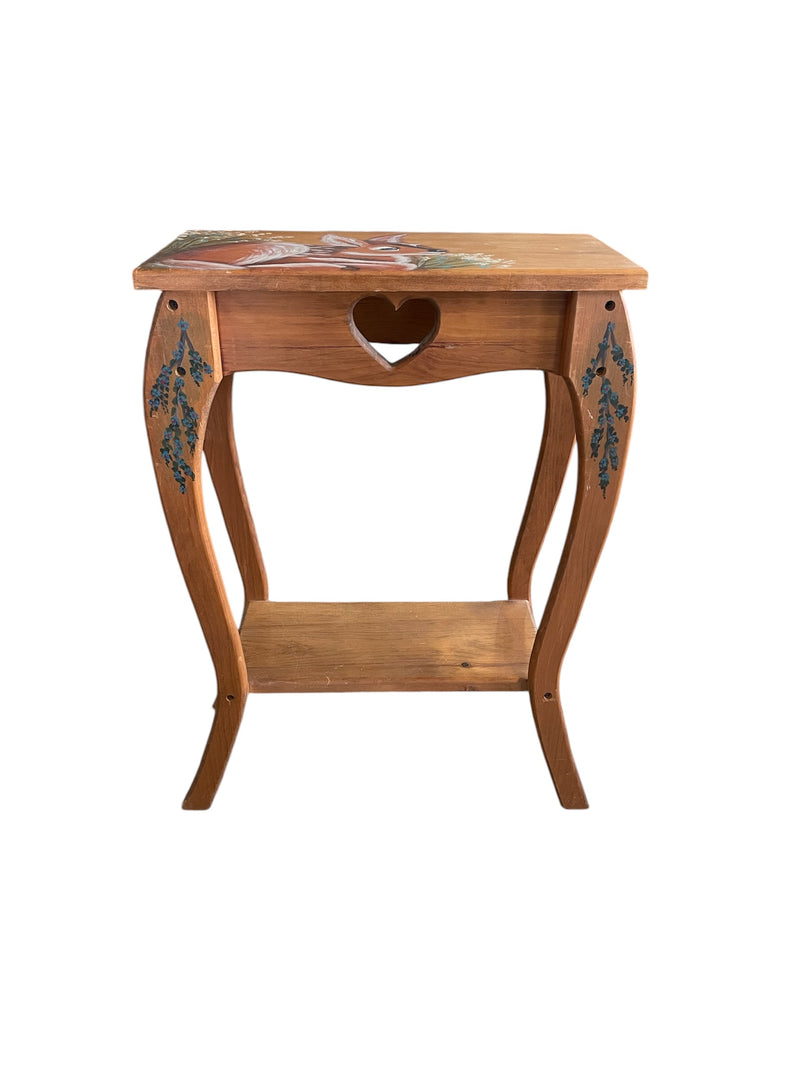 2-Tier Solid Wood Deer Side Table