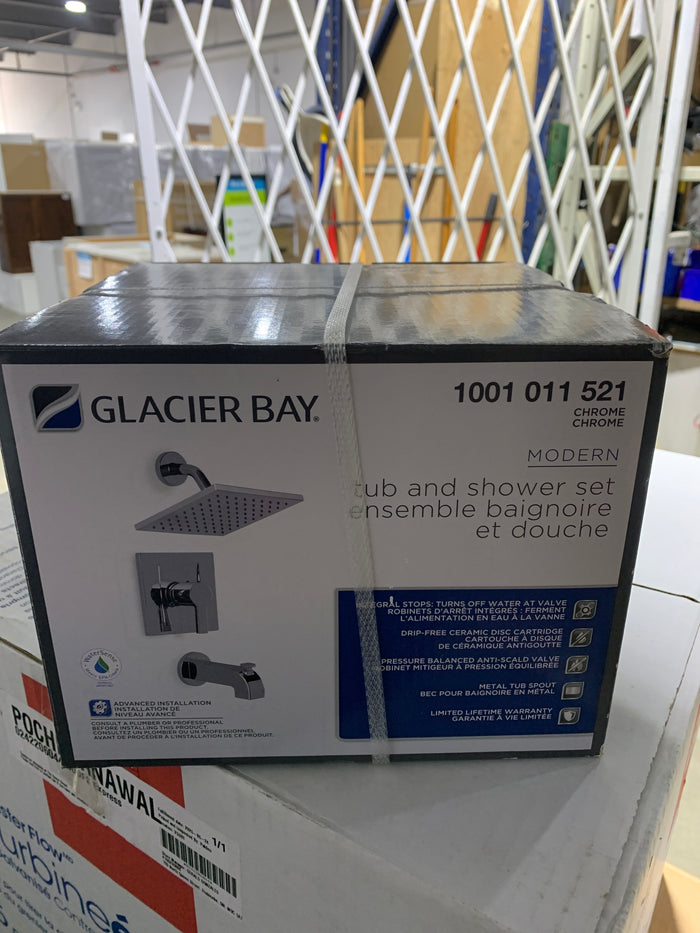Glacier Bay Modern WaterSense Single-Handle Tub & Shower Faucet Set in Chrome, Valve Included