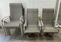 Metal Patio Table with 6 Light Gray Chairs