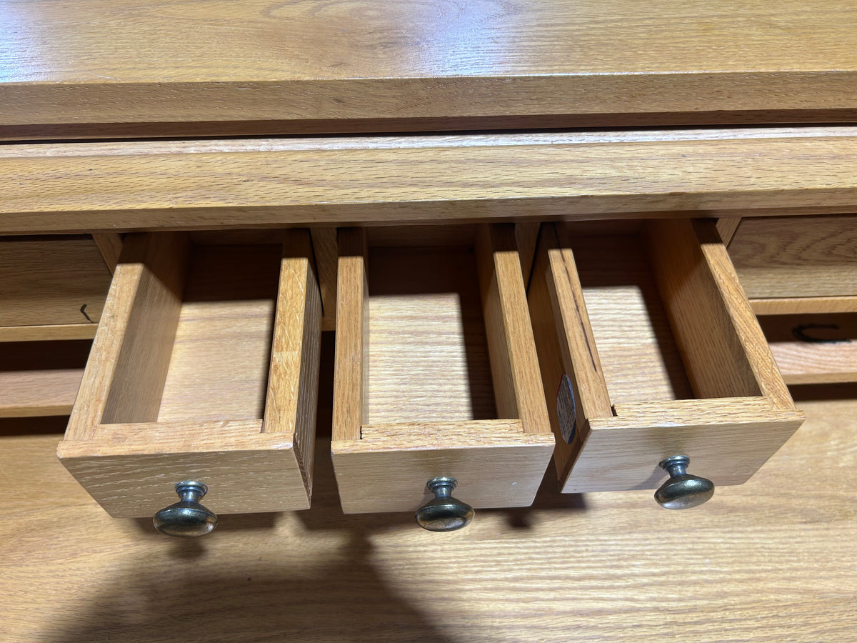 Honey-oak Roll-top Pedestal Desk