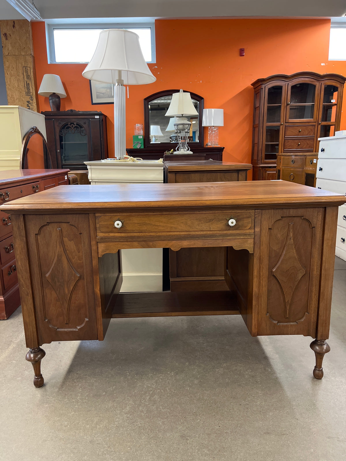 48"W Desk with Built-in Cabinets