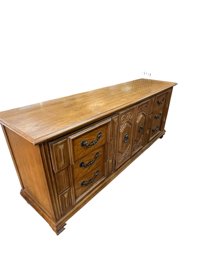Solid Wood Sideboard With Ornate Carved Doors