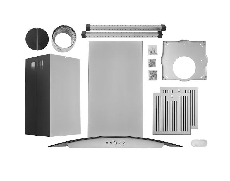Hauslane 36-Inch Glass Canopy Convertible Island Range Hood
