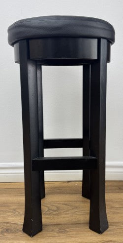 Wooden Barstool With Faux Leather Seat