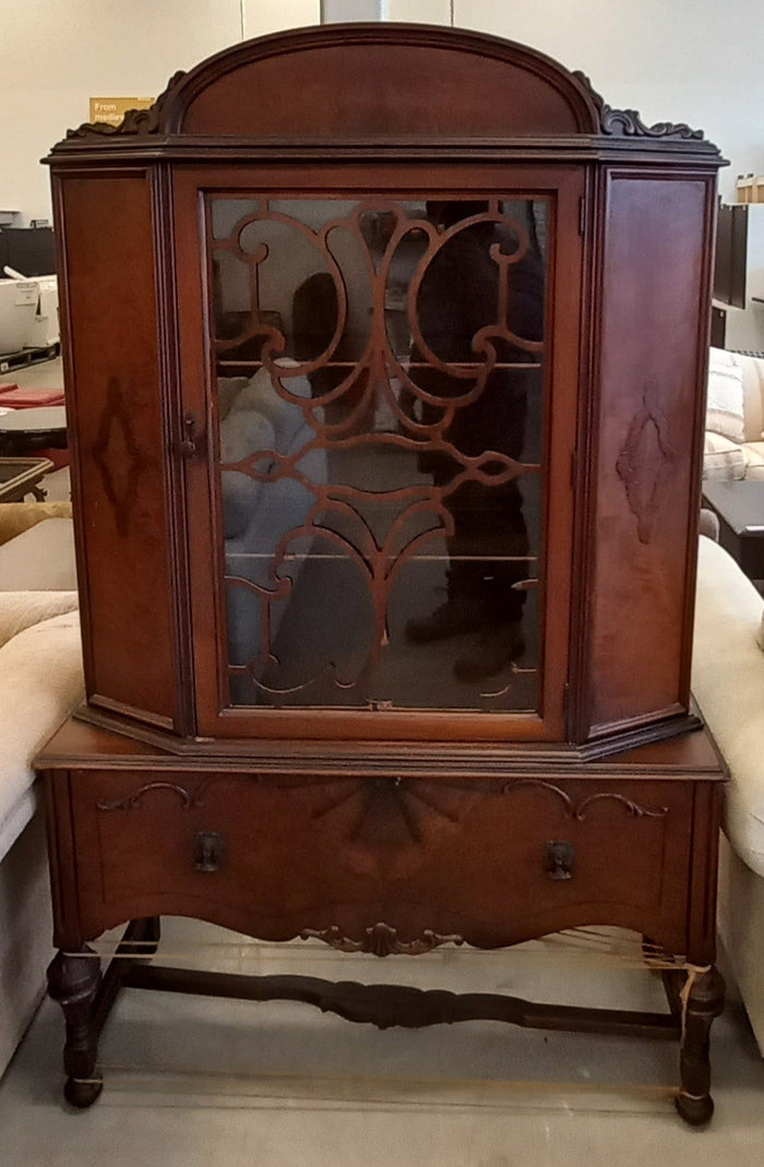 Vintage Jacobean Style Wooden China Cabinet