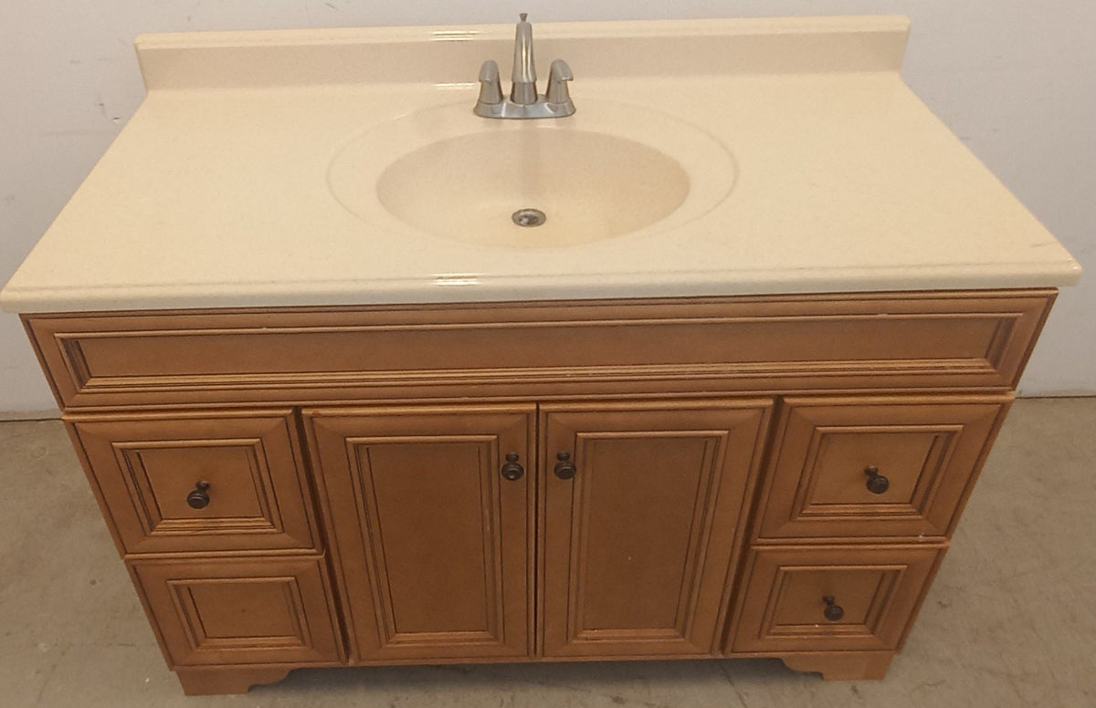 48-in Golden Bathroom Vanity Base Cabinet with Top