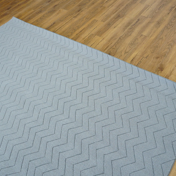 8x10-ft Wool Area Rug - Chevron Grey