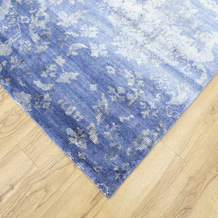 8x10-ft Wool & Bamboo Silk Rug - Lucent Dusk Vintage Blue