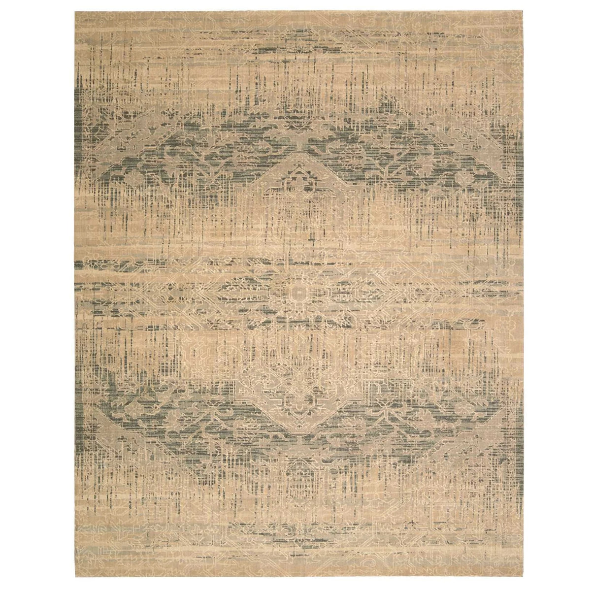8x10-ft Wool & Silk Area Rug - Silk Elements Beige SKE27BGE