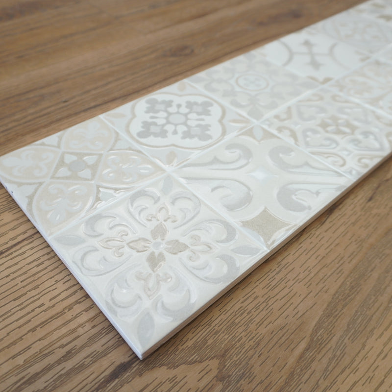 8x24-inch Grisha Backlash Ceramic Tiles in Gold Decor - 12 sq. ft. (9 pcs)