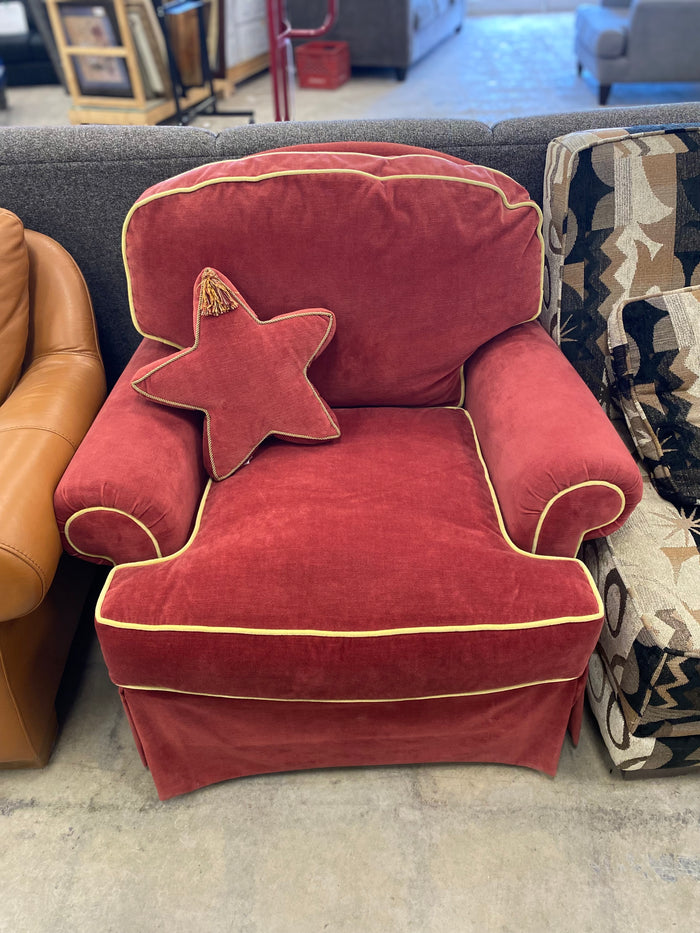 Red Armchair With Yellow Piping