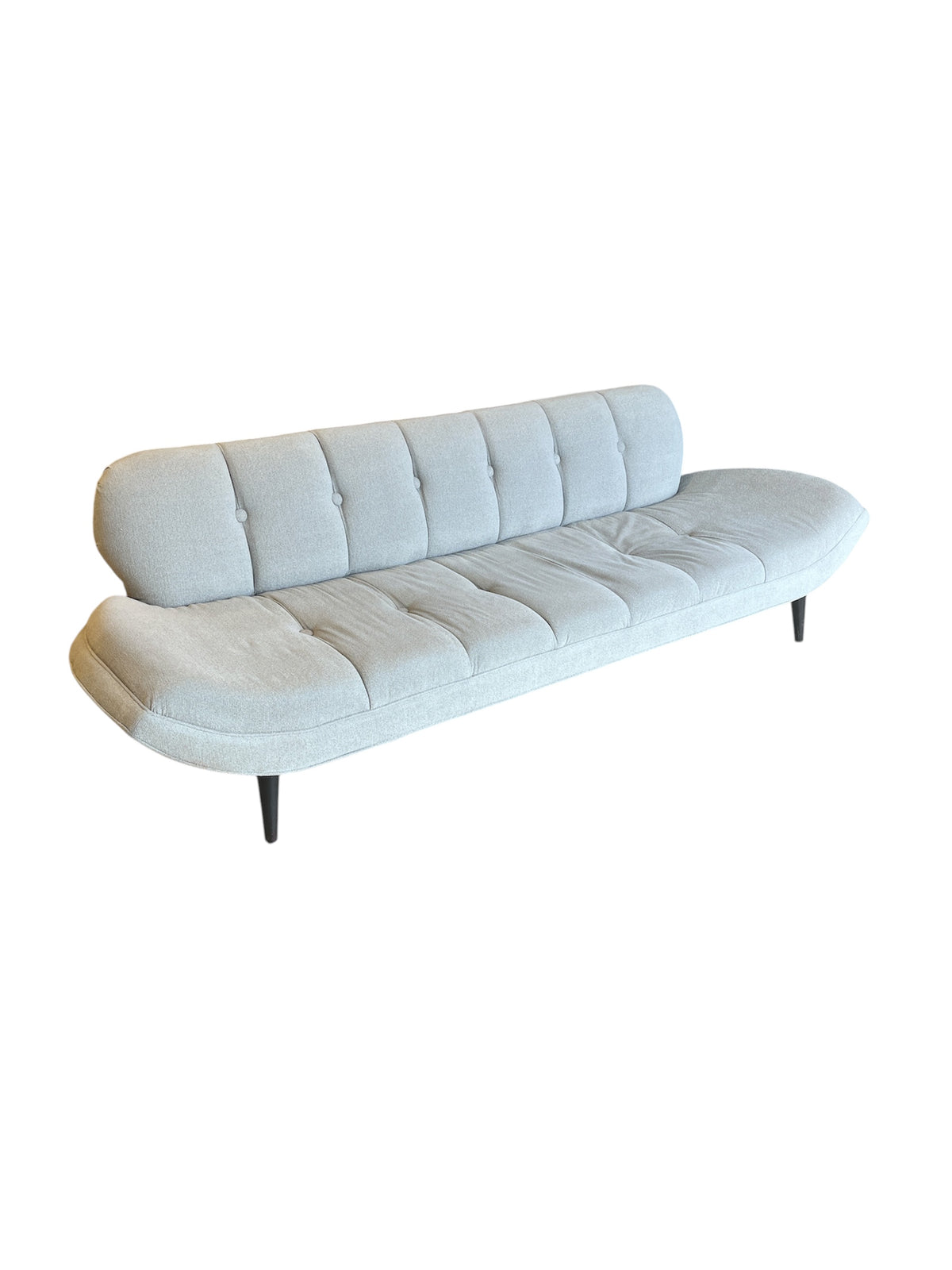 Brown-Saltman Modern Curved Tufted Sofa in Light Grey