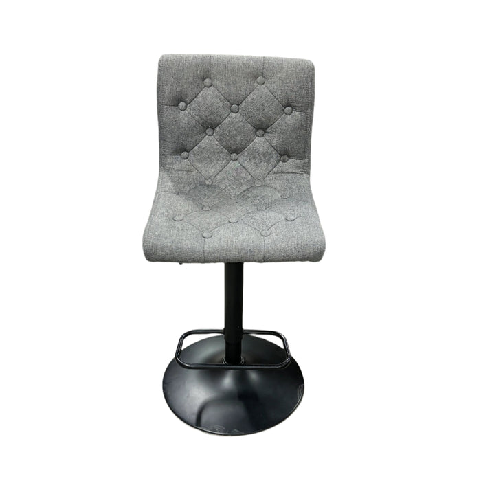 Adjustable Grey Fabric Revolving Stool with Backrest