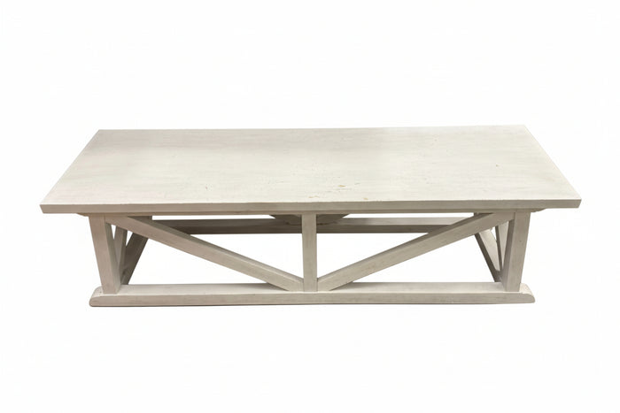 White Wooden Farmhouse Style Bench