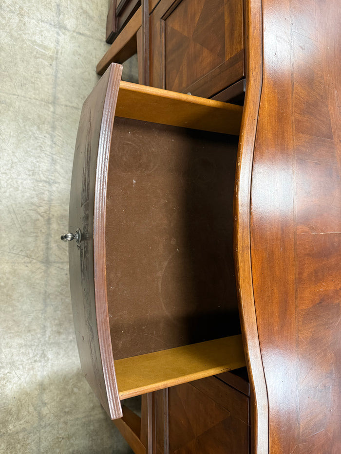 Brown Curved-Front Wood Sideboard