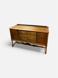 Solid Wood Side Board with Geometric Inlay