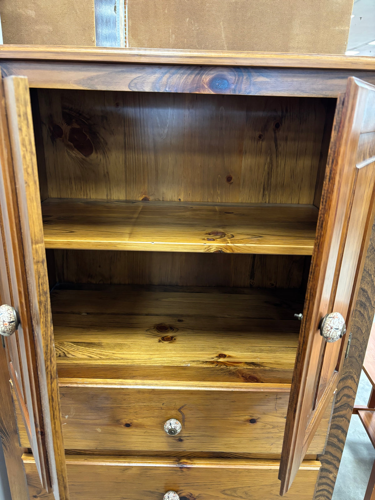 Golden Oak Tone Wooden Armoire