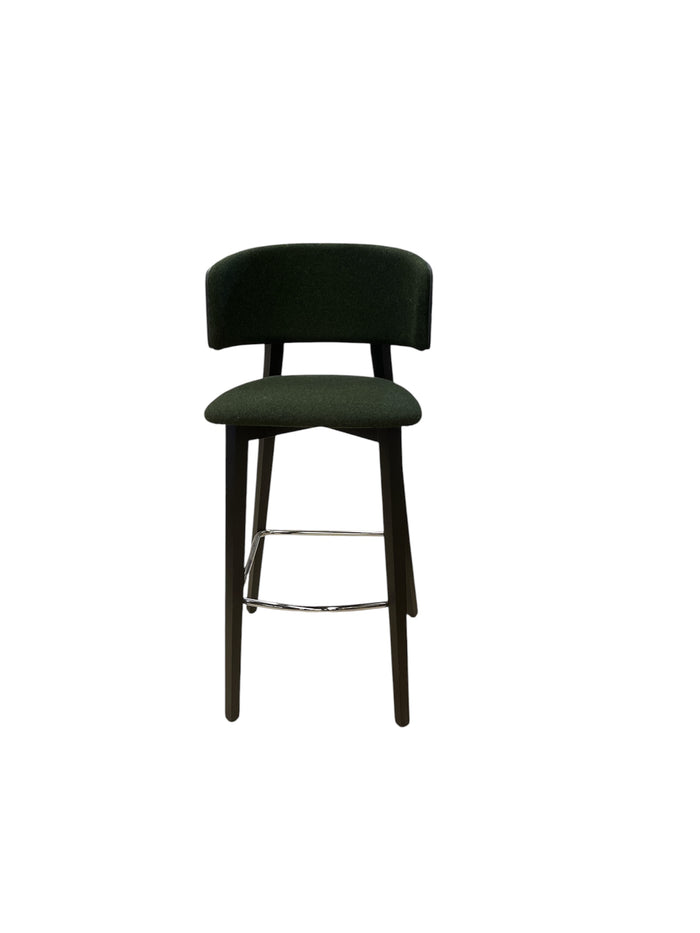 Dark Green Upholstered Bar Stool Black Frame