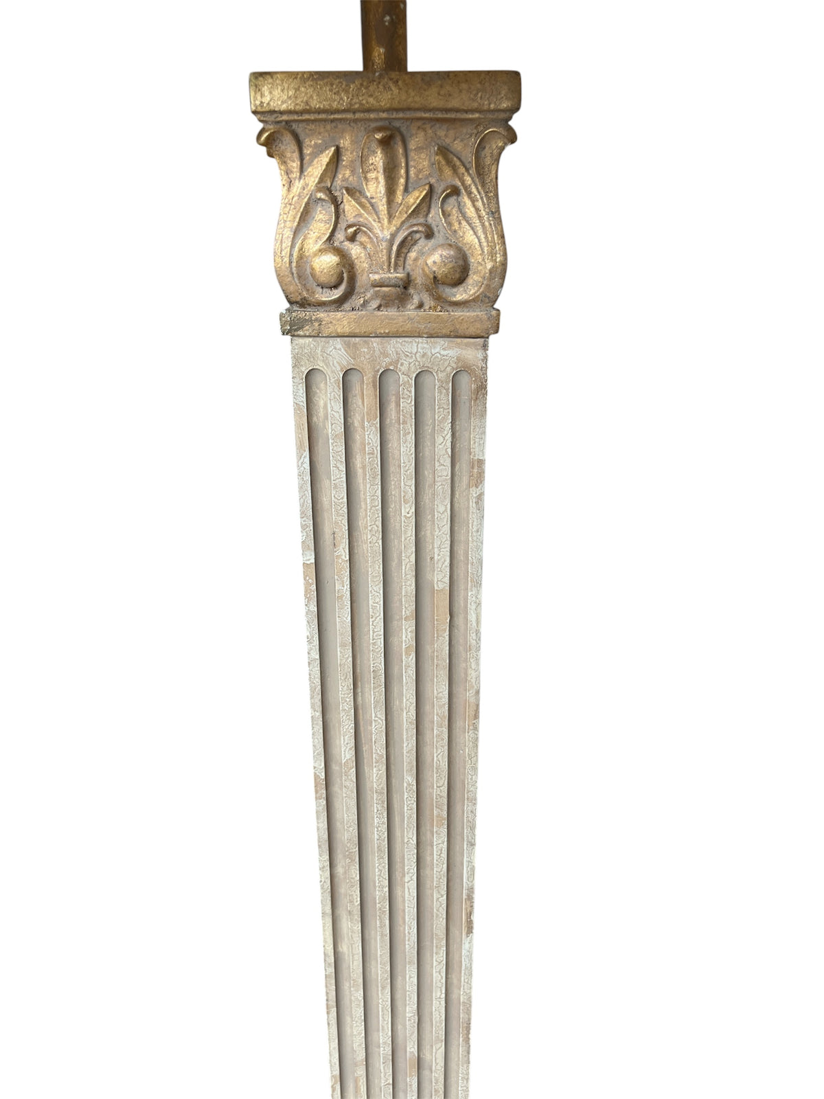Neoclassical Style Pillar Lamp with Antique Gold Finish