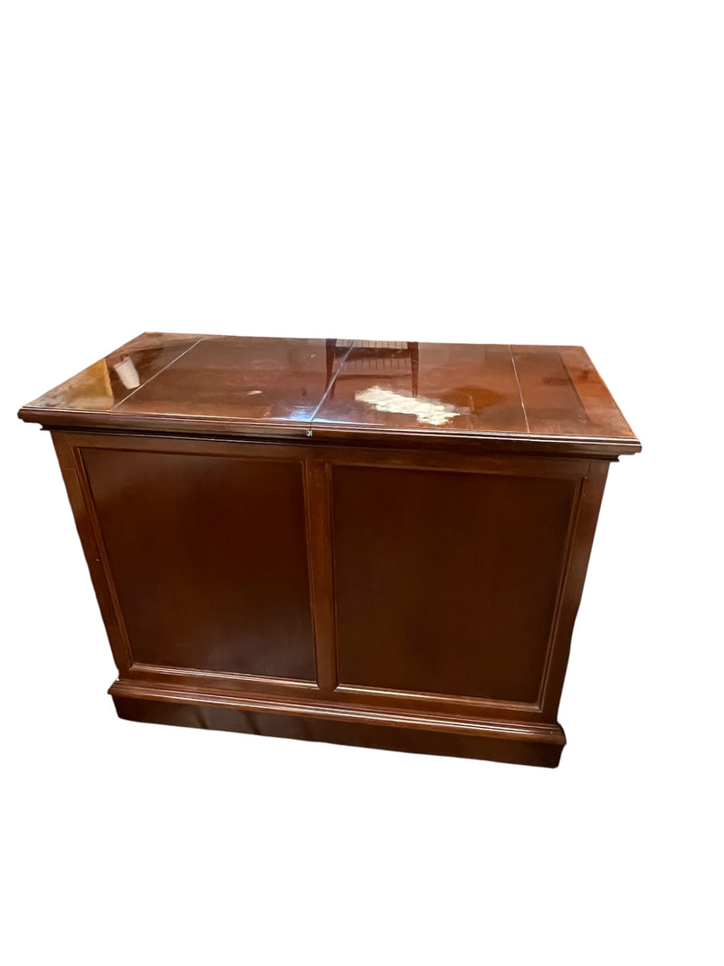 Cherry Wood Bar Cabinet With Brass Hardware