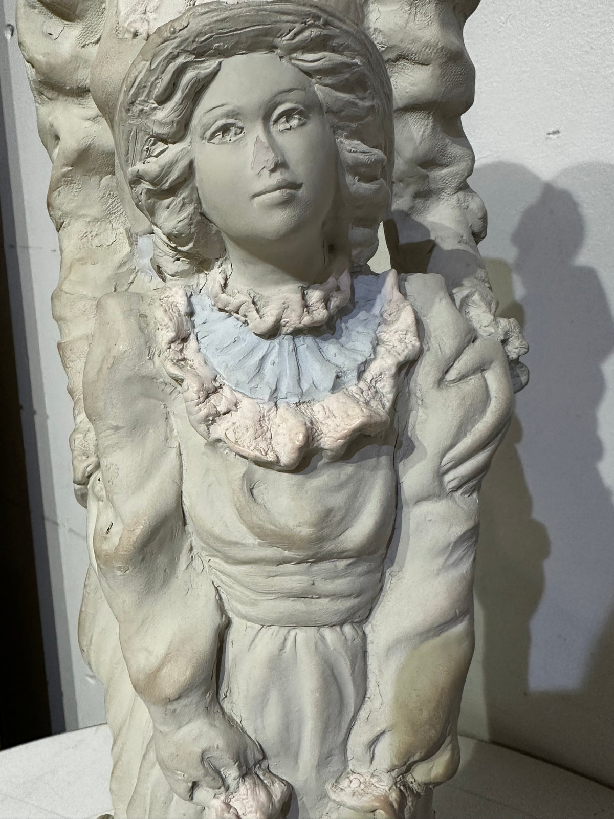 Alice Heath Chalkware Sculpture of a Victorian Mother and Daughter