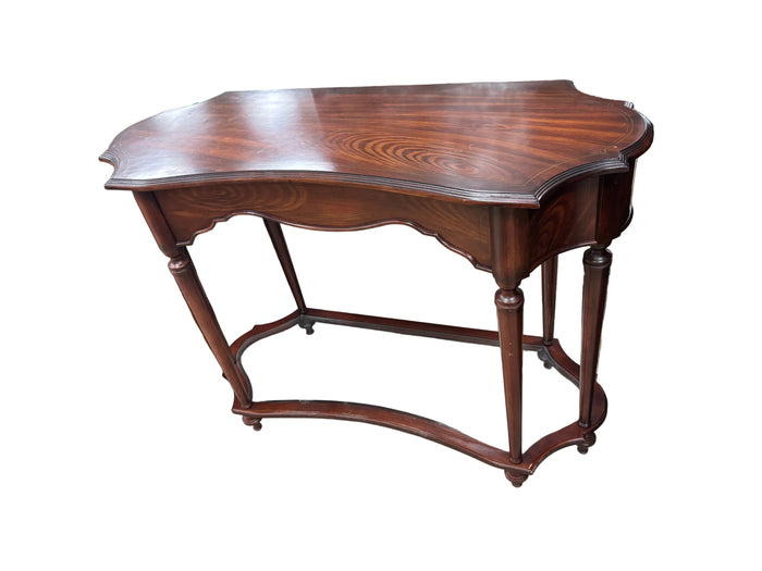 Dark Wood Console Table with Glass Shelf