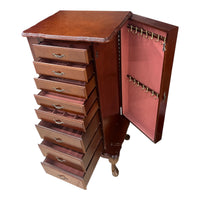 Traditional Wooden Jewelry Armoire with Mirror and Side Necklace Cabinet