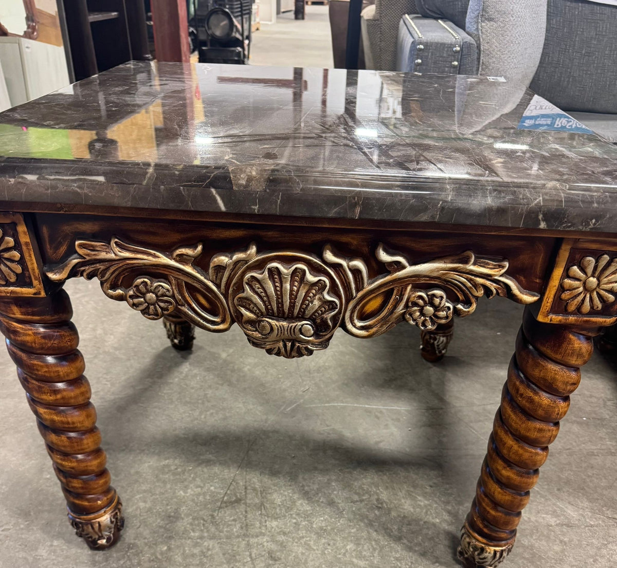 Dark brown marble table