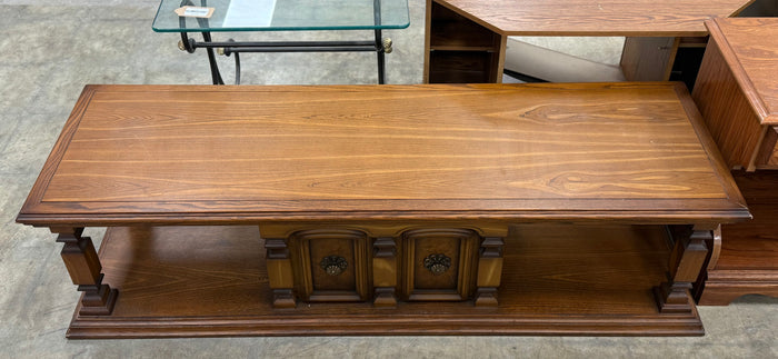 Long Honey Brown Wooden Coffee Table