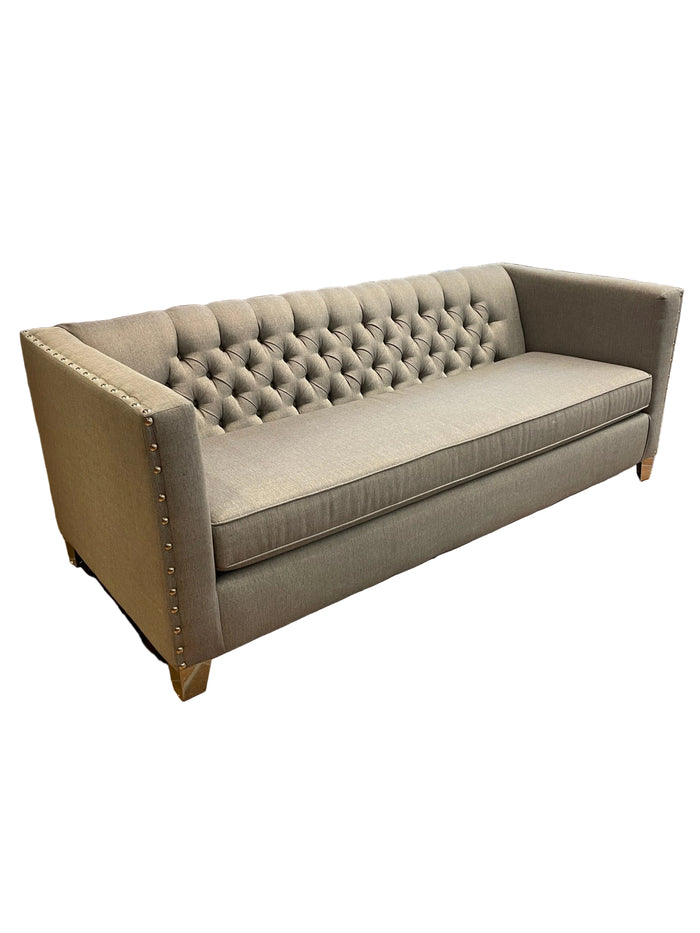Modern Gray Fabric Tuxedo Sofa