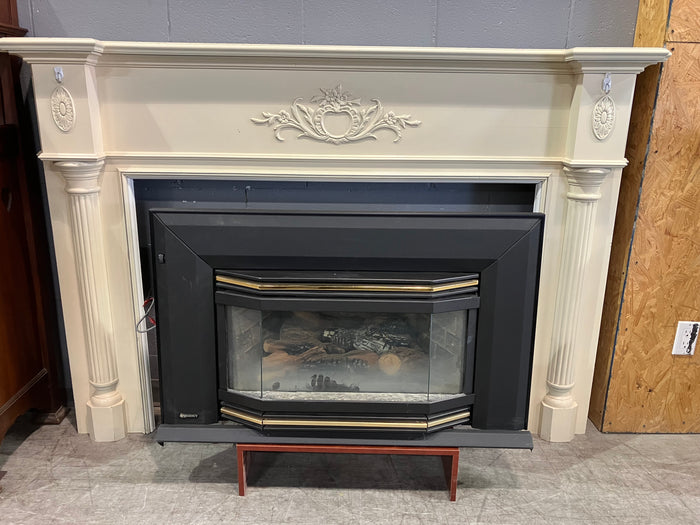 Gas Fireplace with White Mantel