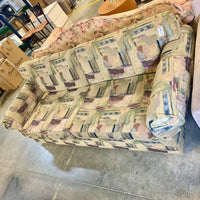 88-Inch Wide Green Patterned Sofa