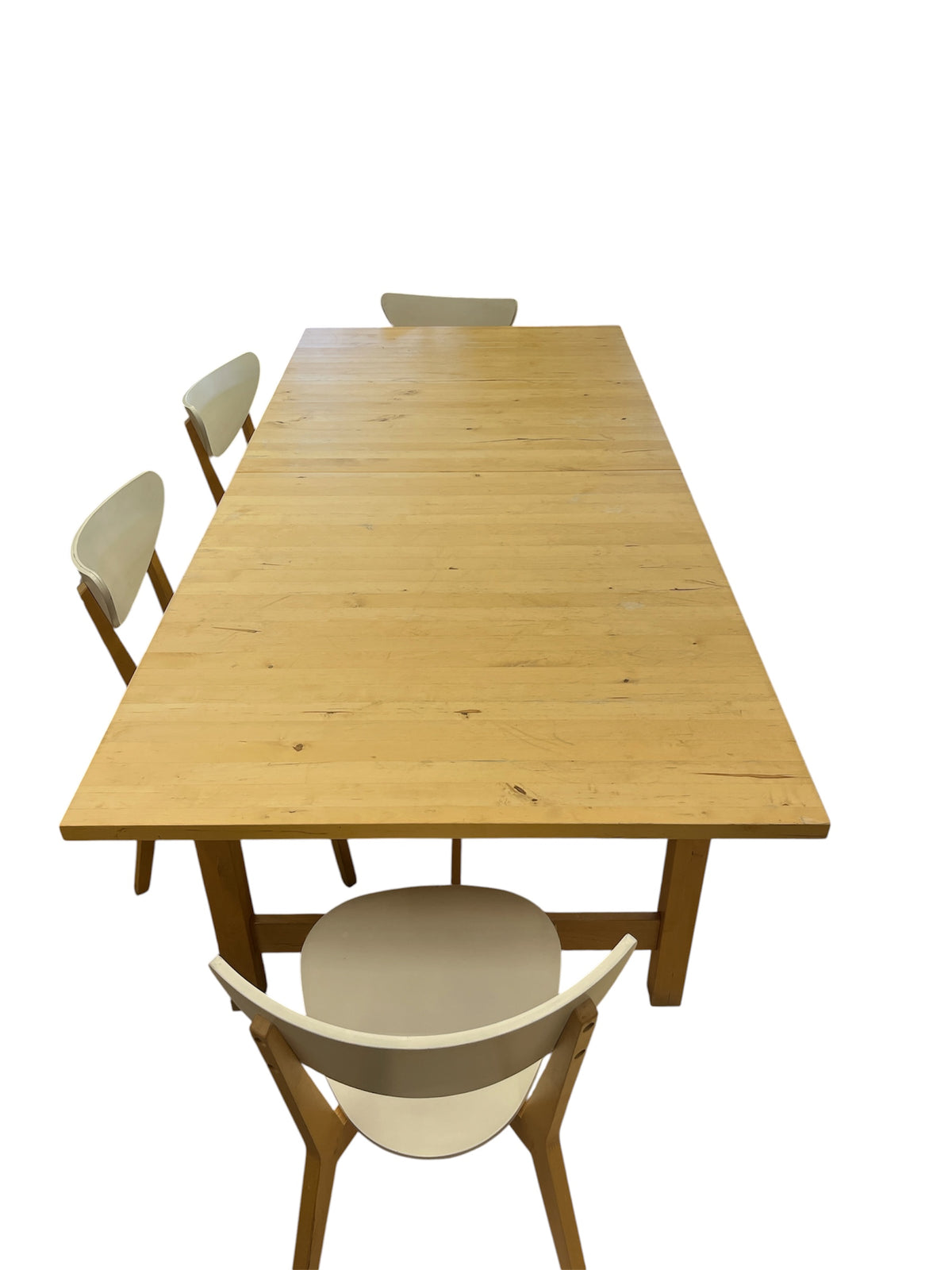 Light Tone Wood Dining Set with 4 Chairs & Bench