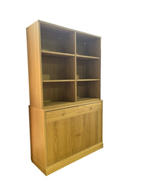 Scandanavian Style Oak Display Cabinet with Storage Hutch