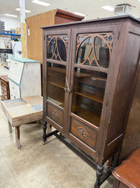 Antique Dark Wood China Cabinet