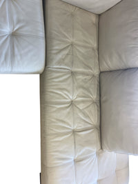Roche Bobois Cream Leather Sectional Sofa w/ Chaise