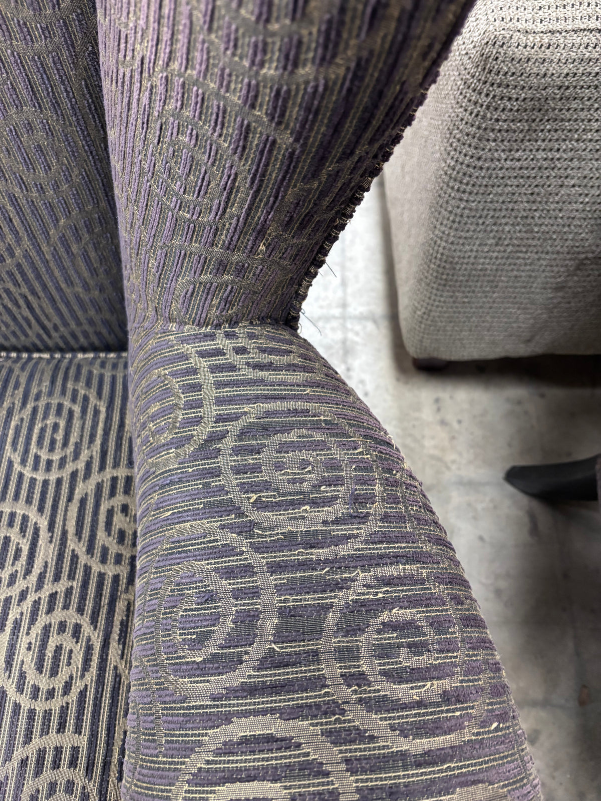 Brown Patterned Wingback Armchair